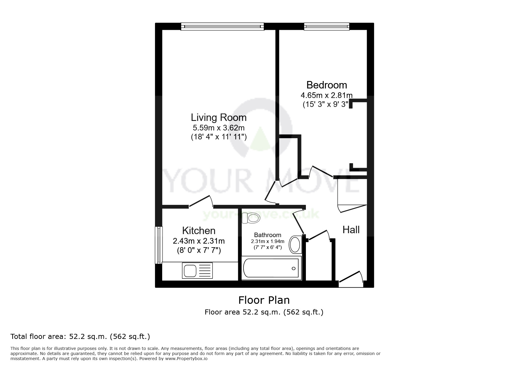 Floorplan of 1 bedroom  Flat for sale, Mulgrave Road, Sutton, SM2