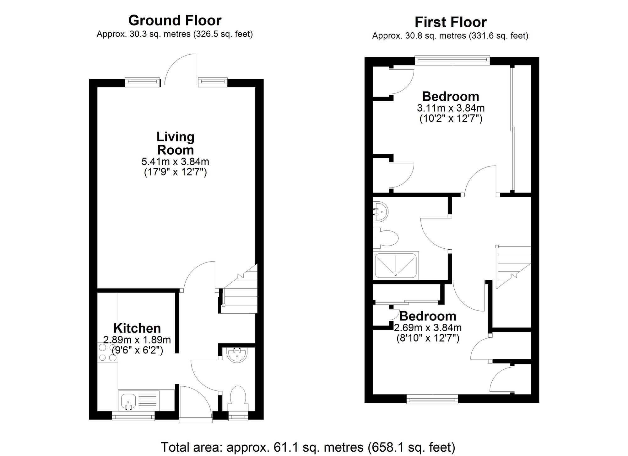 Floorplan of 2 bedroom Mid Terrace House for sale, Sunningdale Road, Cheam, Sutton, SM1