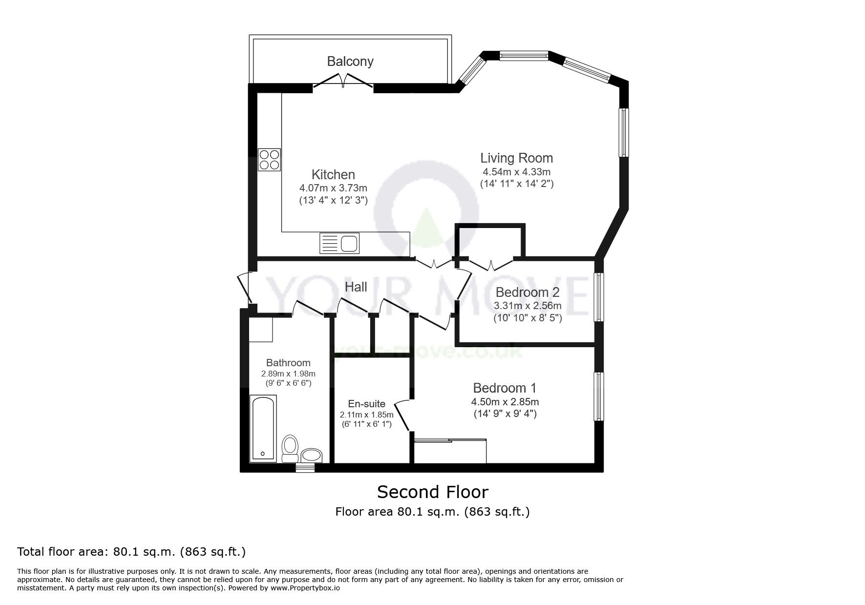 Floorplan of 2 bedroom  Flat for sale, Worcester Road, Sutton, Surrey, SM2