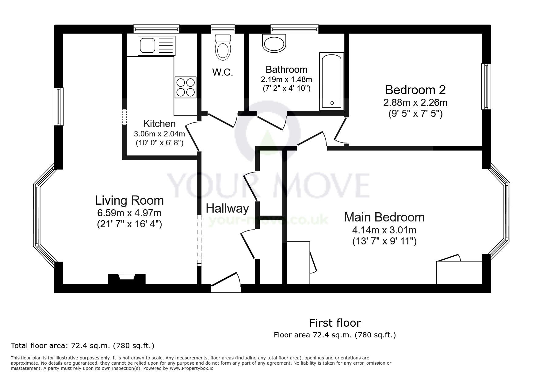 Floorplan of 2 bedroom  Flat for sale, Cavendish Road, Sutton, SM2