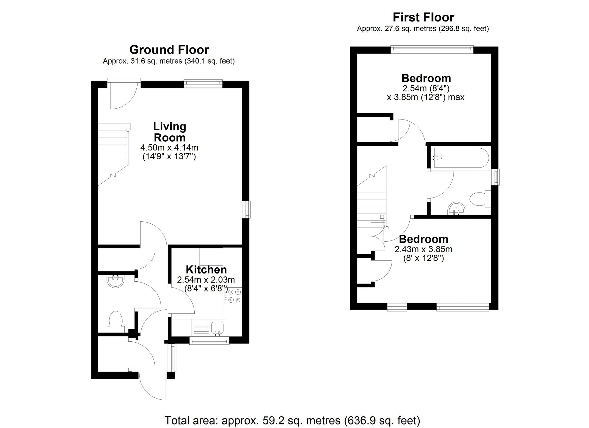 Floorplan of 2 bedroom Semi Detached House for sale, Chelmsford Close, Sutton, SM2
