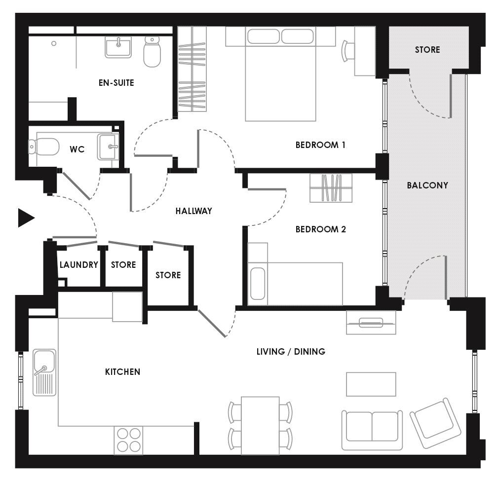 Floorplan of 2 bedroom  Flat for sale, Spinning Wheel Way, Wallington, SM6
