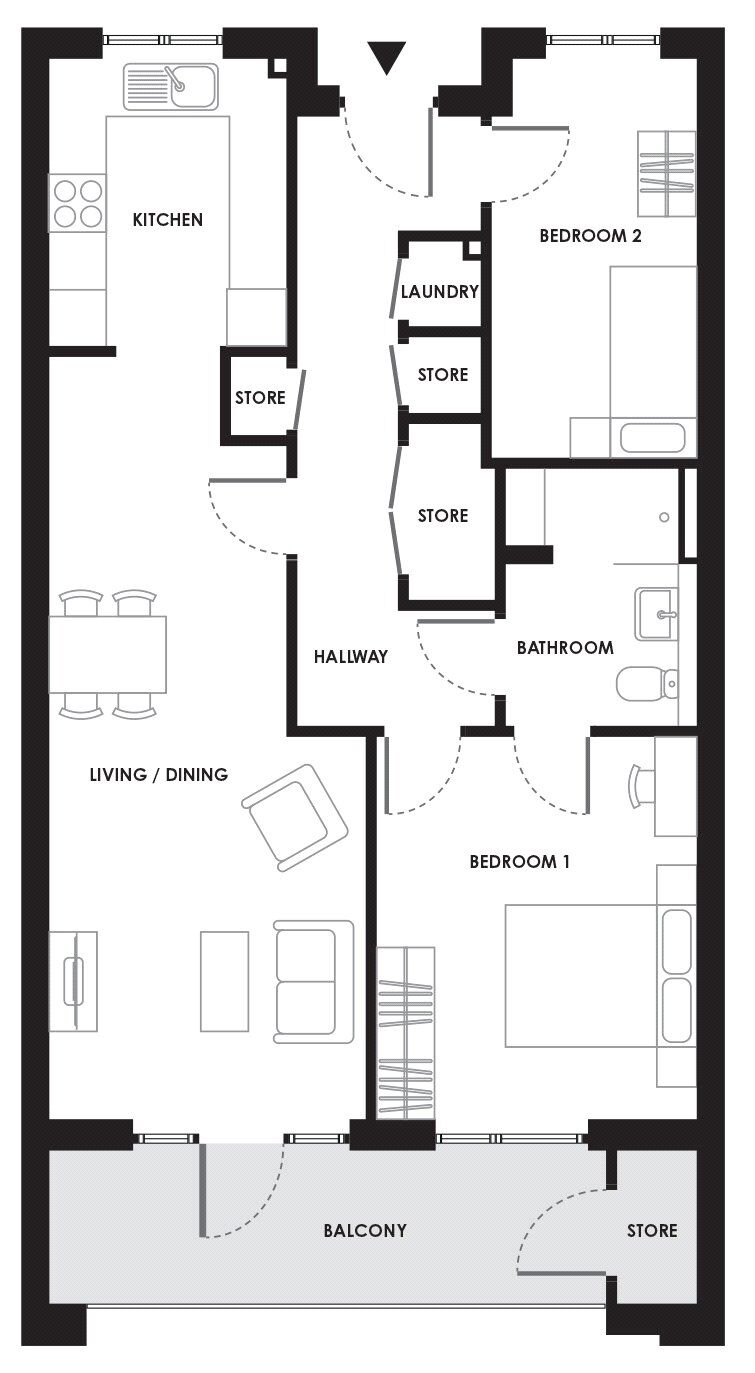 Floorplan of 2 bedroom  Flat for sale, Spinning Wheel Way, Wallington, SM6