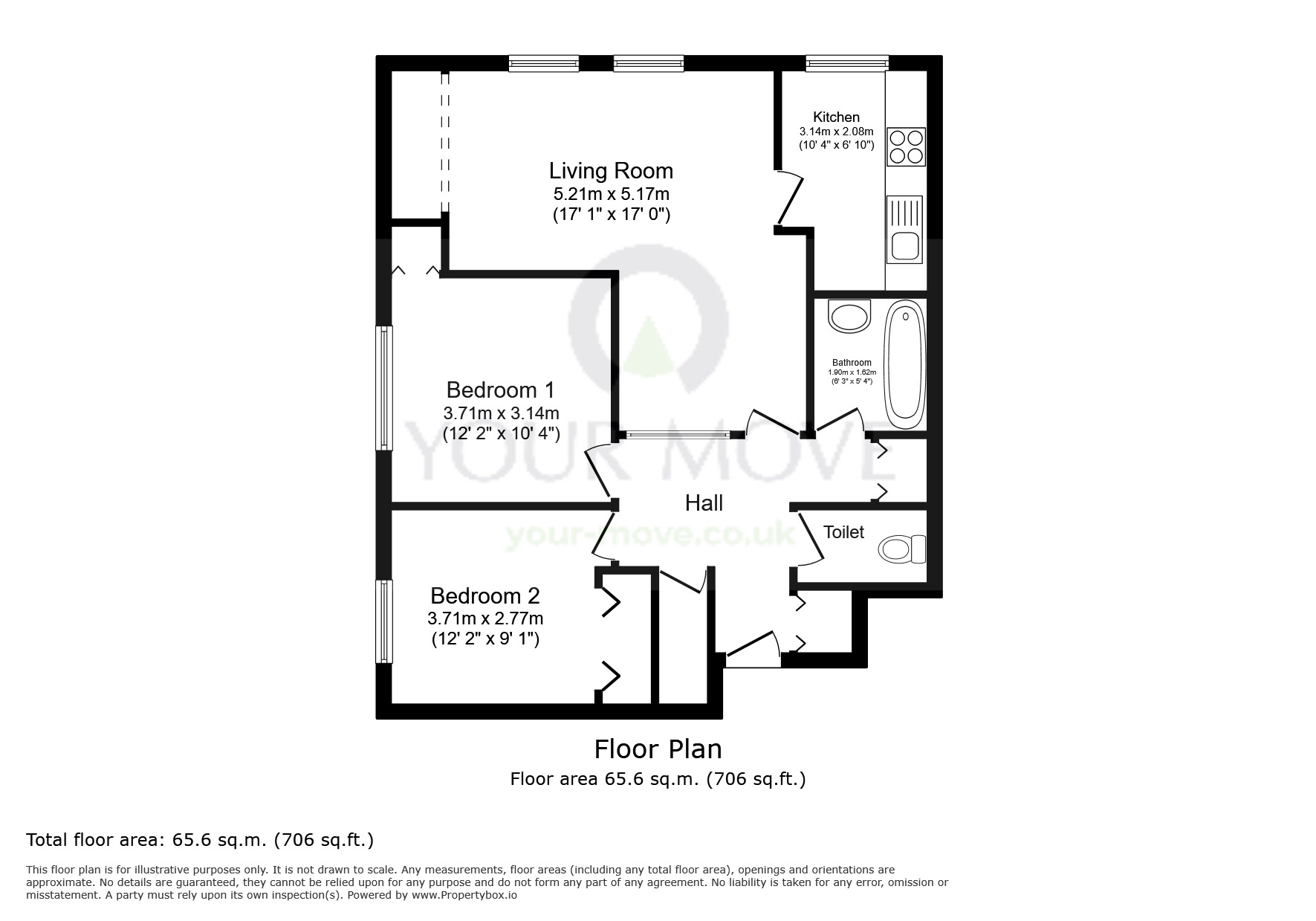 Floorplan of 2 bedroom Flat for sale, Dunsfold Court, Blackbush Close, Sutton, SM2