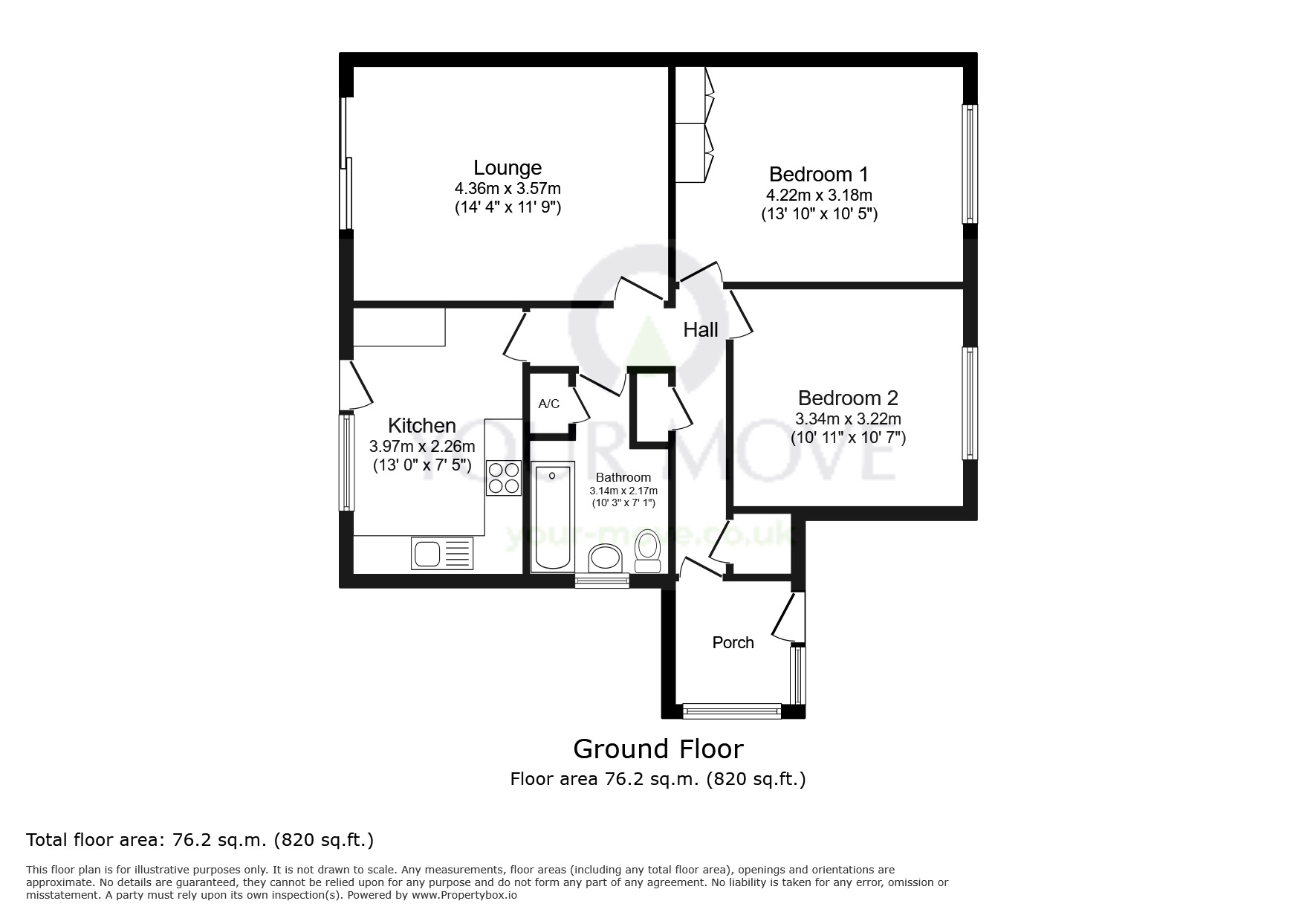 Floorplan of 2 bedroom Flat for sale, Rutherford Close, Sutton, SM2