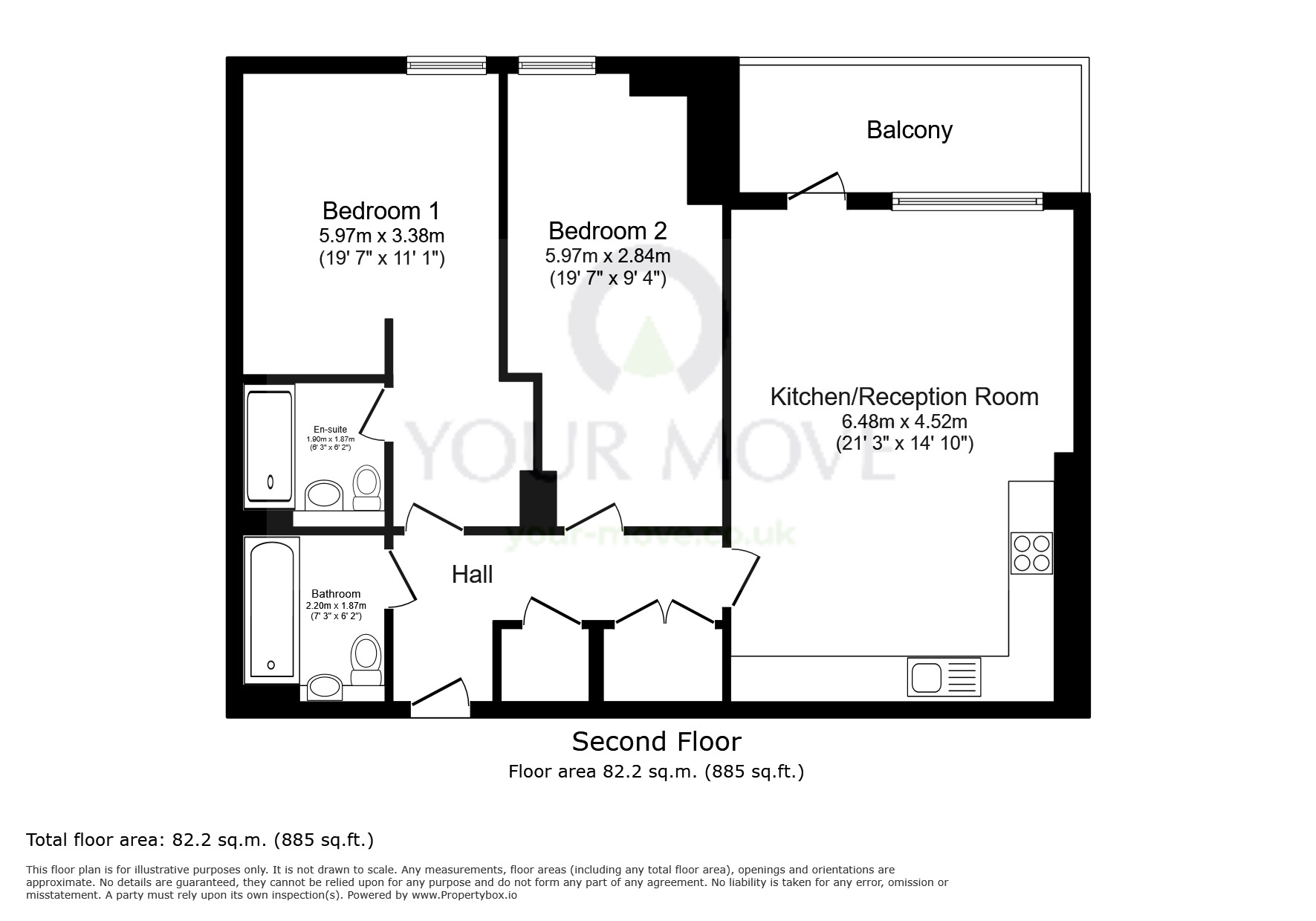Floorplan of 2 bedroom Flat for sale, Charlotte House, 303, Sutton,, SM1