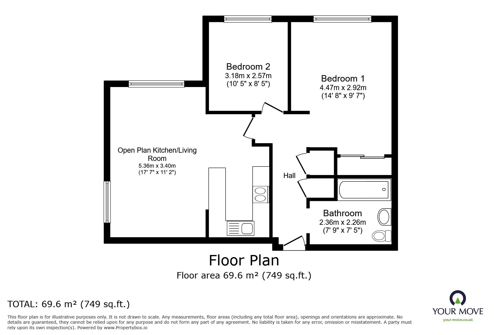 Floorplan of 2 bedroom Flat for sale, 3-5 Cavendish Road, Sutton, Surrey, SM2