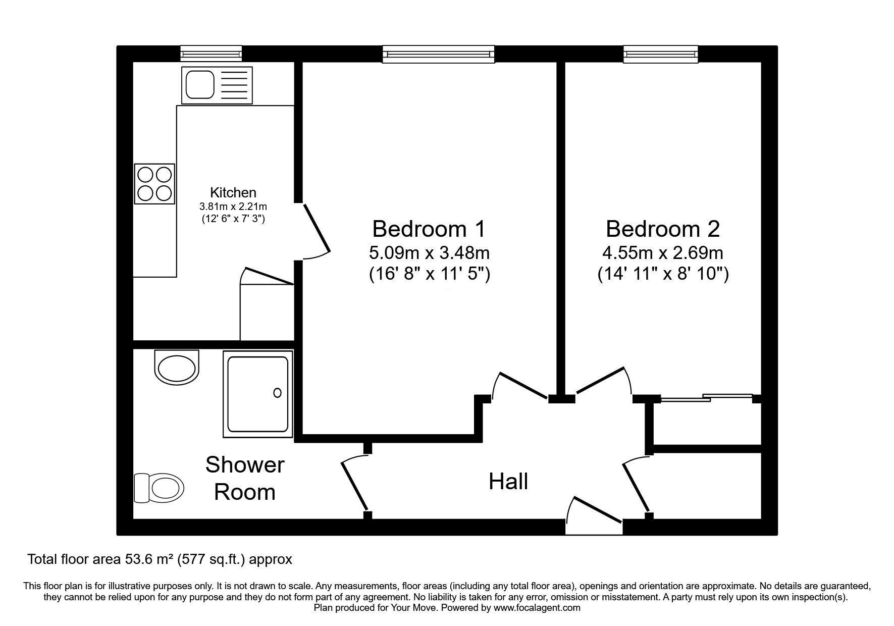 Floorplan of 1 bedroom Flat for sale, Brighton Road, Sutton, SM2