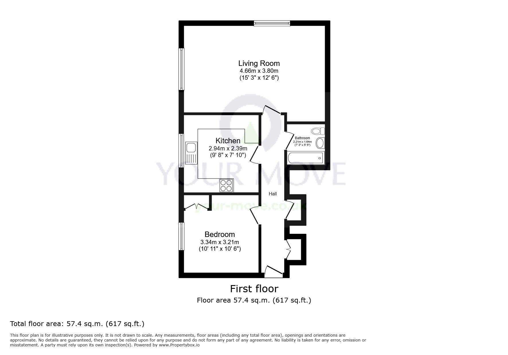 Floorplan of 1 bedroom Flat for sale, Vernon Road, Sutton, SM1