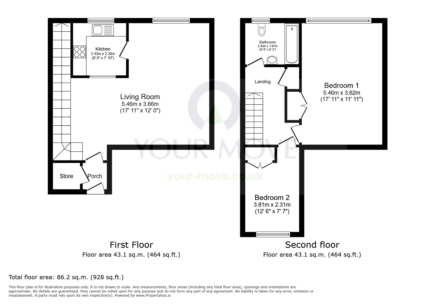 Floorplan of 2 bedroom Flat for sale, Cheam Road, Sutton, Surrey, SM1