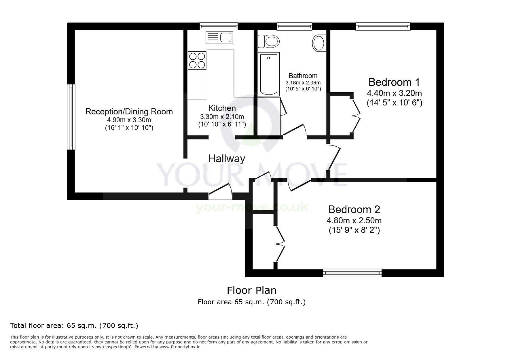 Floorplan of 2 bedroom Flat for sale, Albion Road, Sutton, SM2