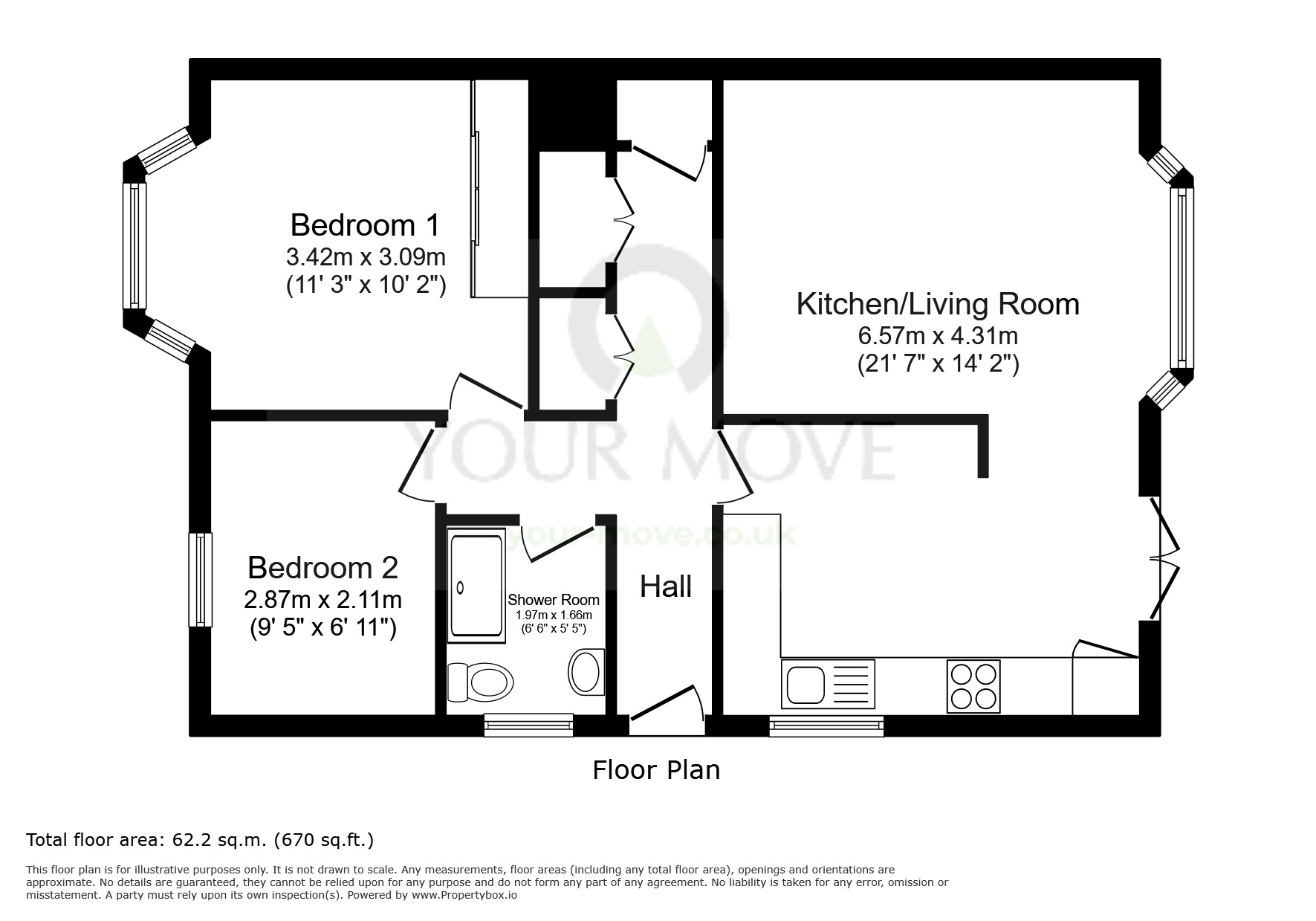 Floorplan of 2 bedroom Flat for sale, Cavendish Road, Sutton, SM2