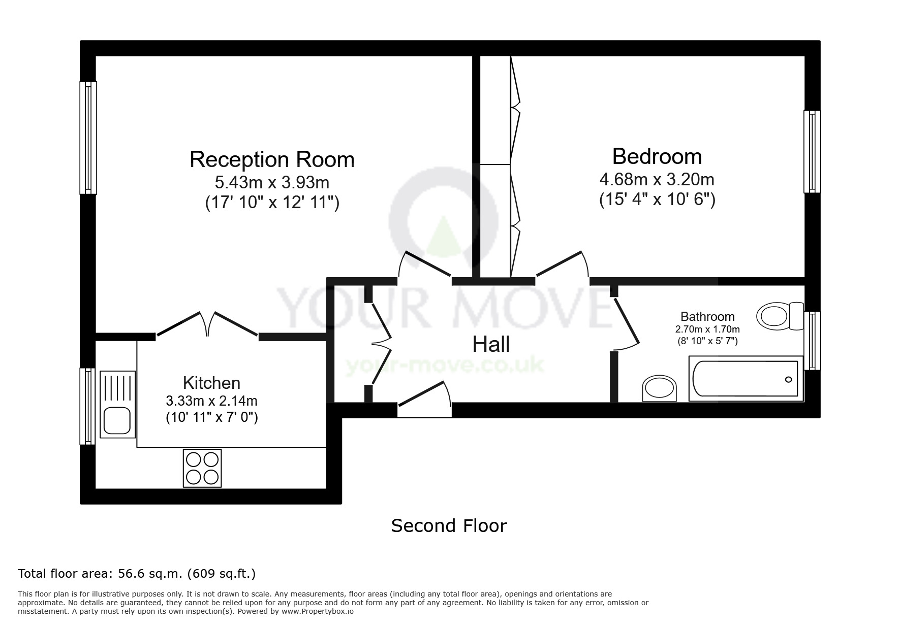 Floorplan of 1 bedroom Flat for sale, Walnut Mews, Sutton, SM2