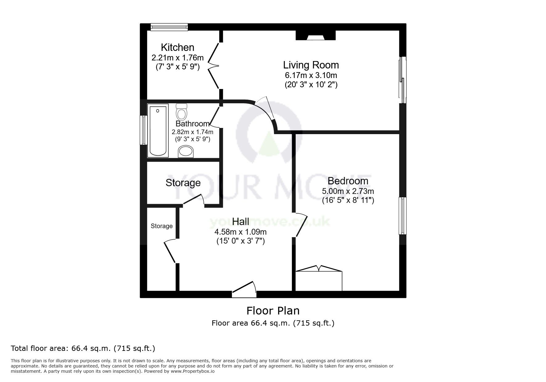 Floorplan of 1 bedroom Flat for sale, Cavendish Road, Sutton, SM2