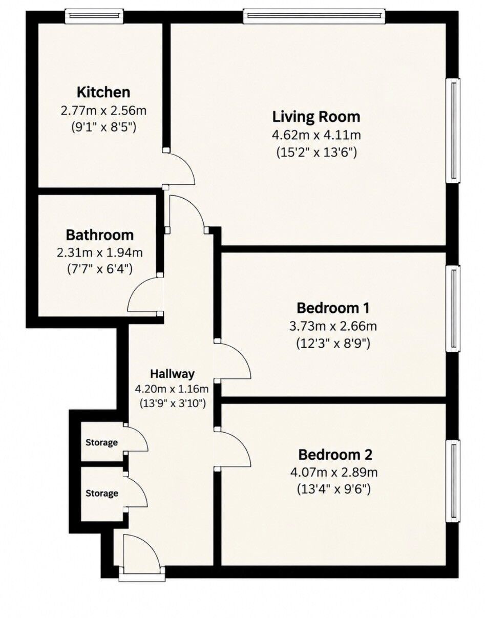 Floorplan of 2 bedroom Flat for sale, Addison Court, Sutton, SM2