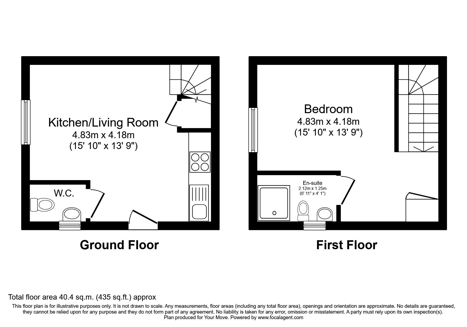 Floorplan of 1 bedroom End Terrace House to rent, Solent Road, Church Gresley, Derbyshire, DE11