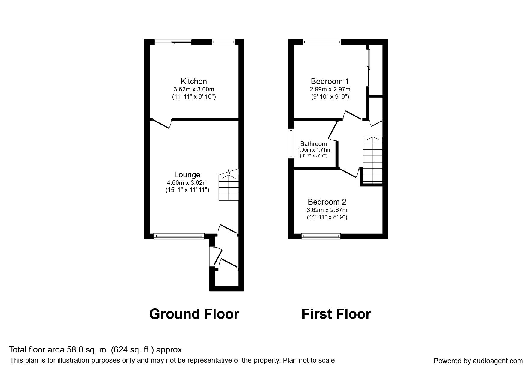 Floorplan of 2 bedroom Semi Detached House to rent, Campion Road, Woodville, Derbyshire, DE11