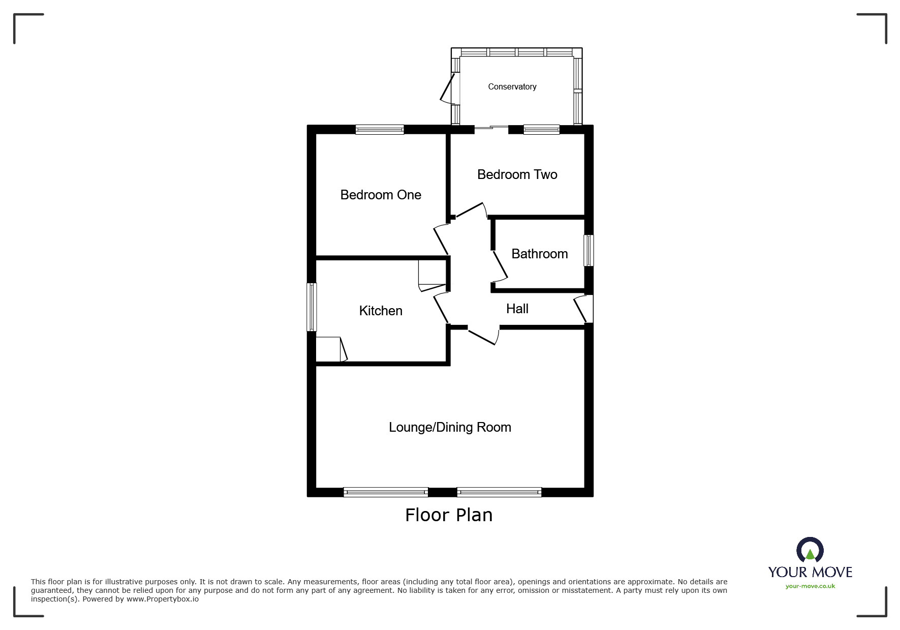 Floorplan of 2 bedroom Detached Bungalow for sale, Old Hall Gardens, Church Gresley, Derbyshire, DE11