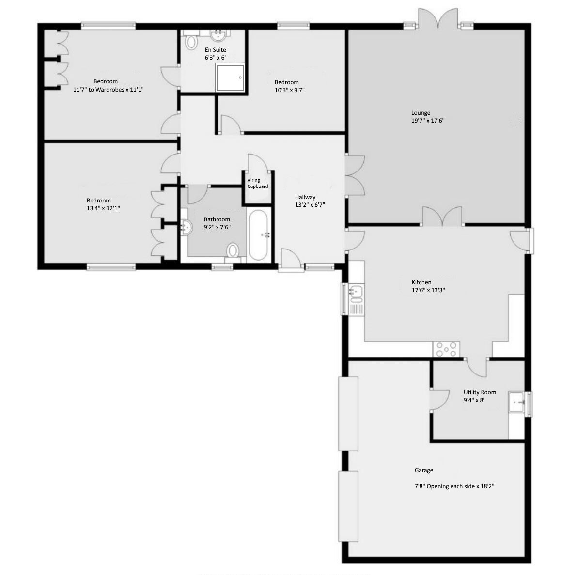 Floorplan of 3 bedroom Detached Bungalow for sale, Main Street, Overseal, Derbyshire, DE12
