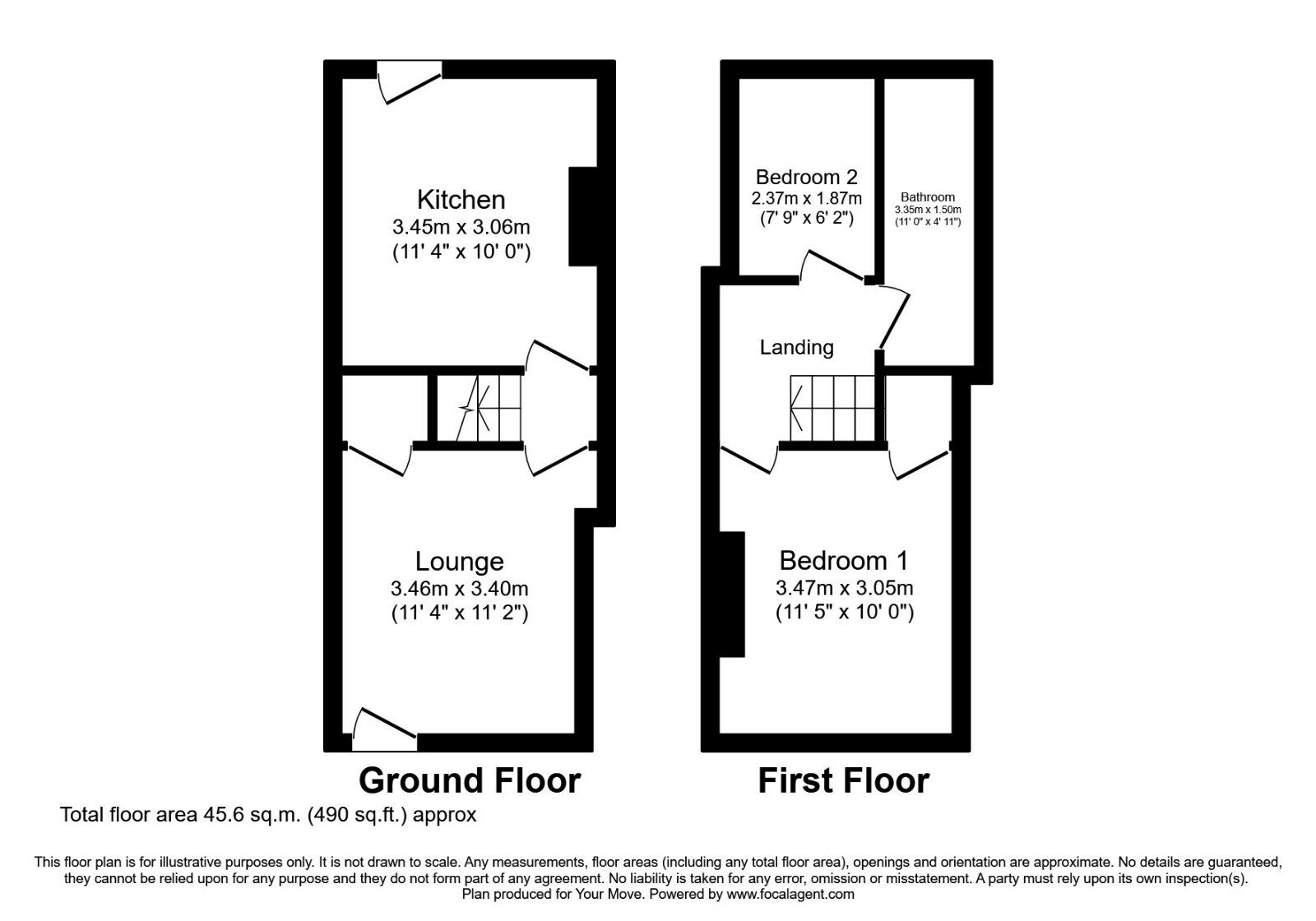 Floorplan of 2 bedroom Mid Terrace House to rent, Charles Street, Church Gresley, Derbyshire, DE11