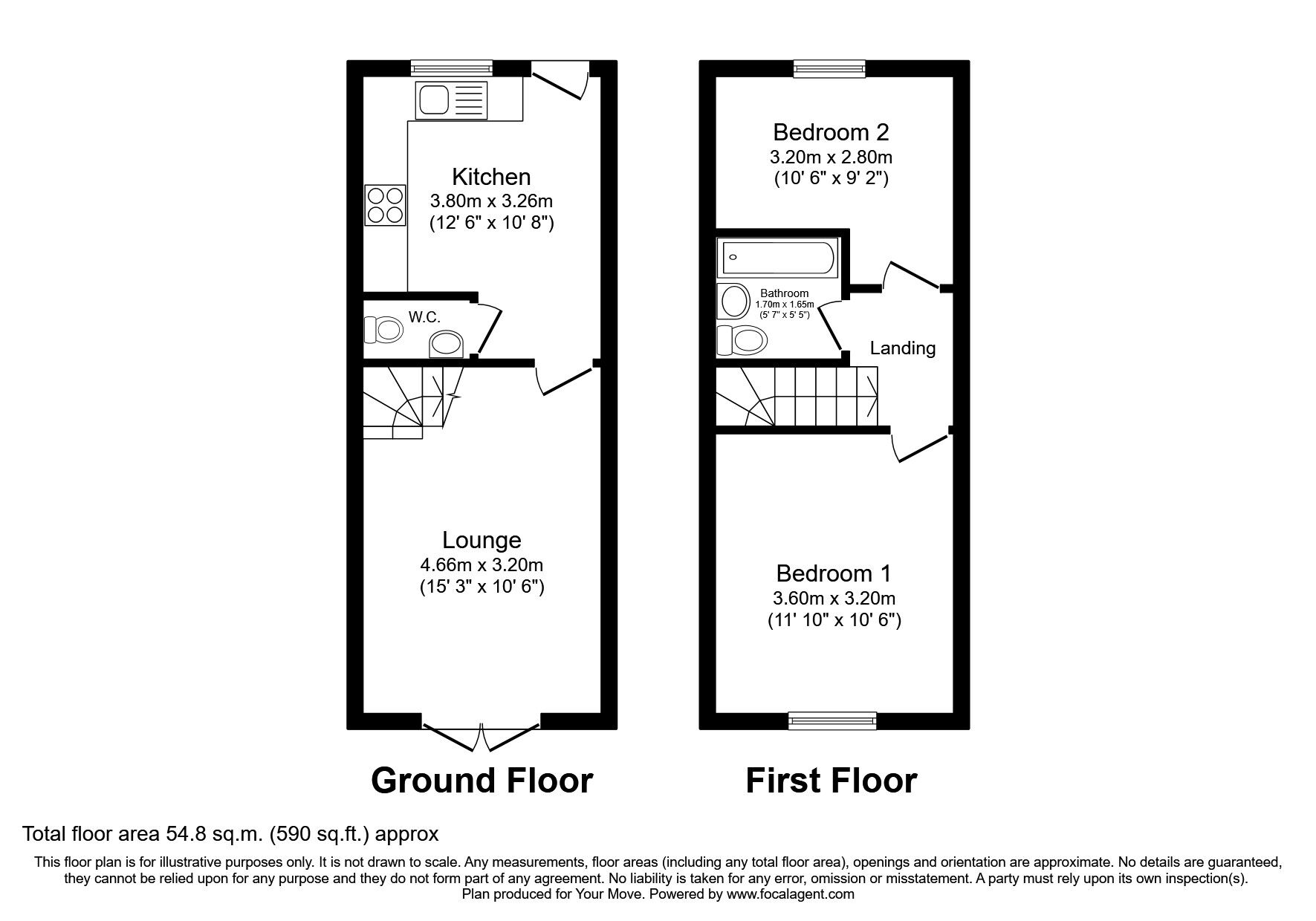 Floorplan of 2 bedroom Mid Terrace House to rent, Sutton Place High Street, Woodville, Derbyshire, DE11