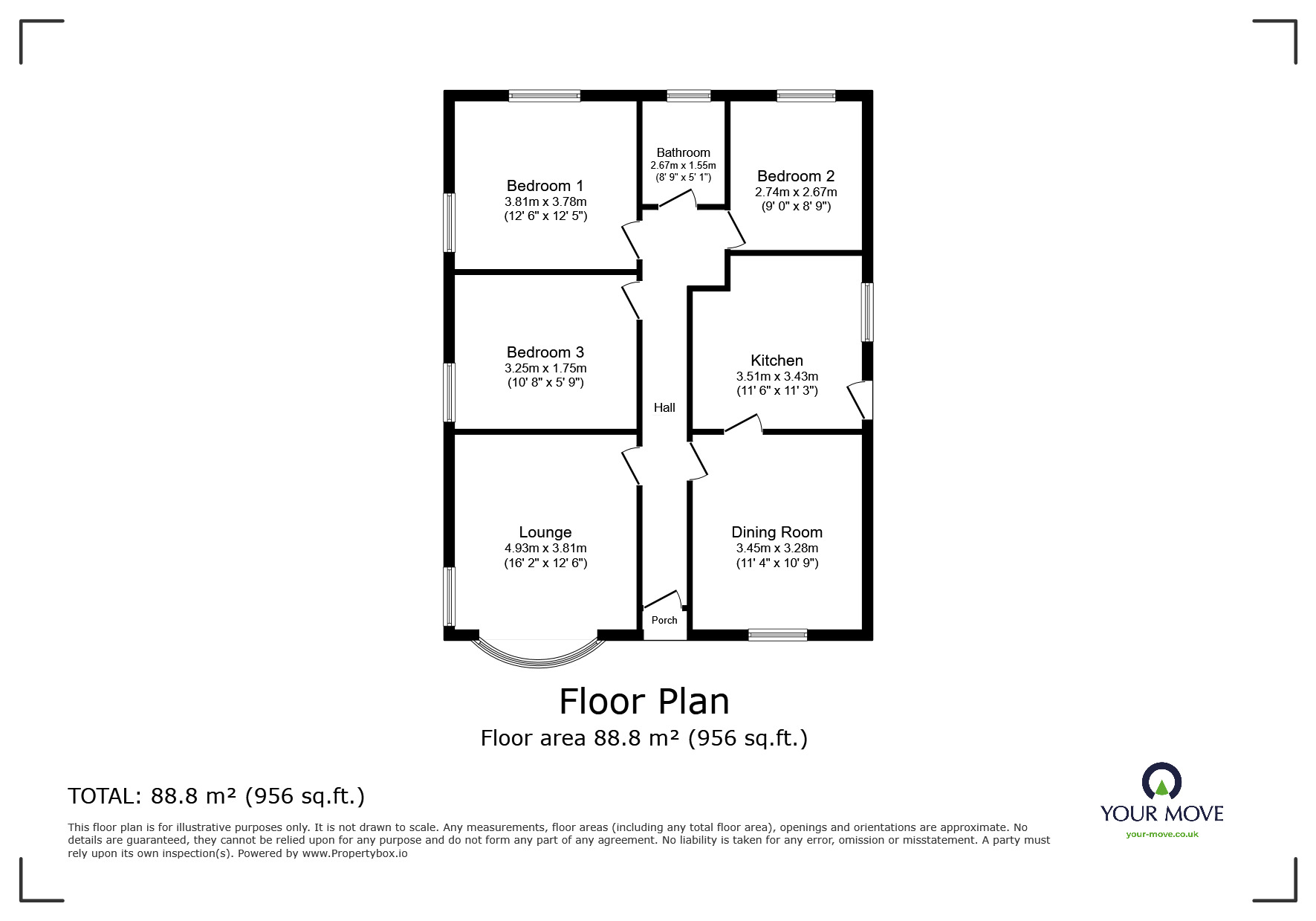 Floorplan of 3 bedroom Detached Bungalow for sale, Eureka Road, Midway, Derbyshire, DE11