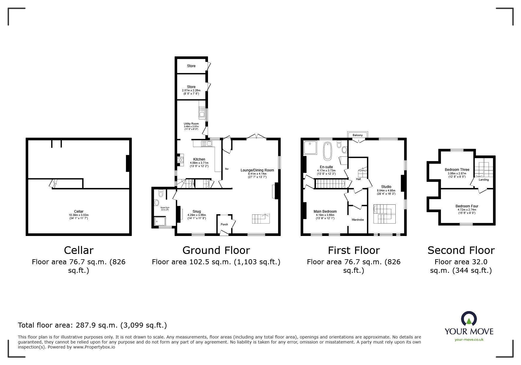 Floorplan of 4 bedroom Detached House for sale, Regent Street, Church Gresley, Derbyshire, DE11