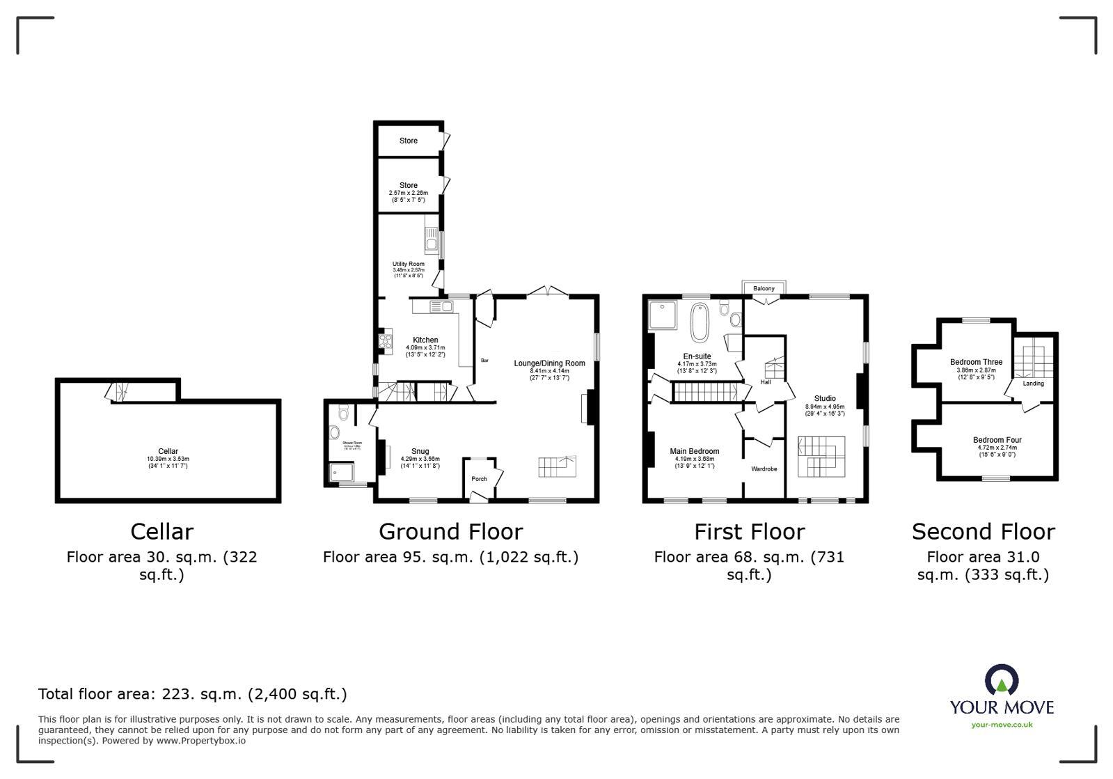 Floorplan of 4 bedroom Detached House for sale, Regent Street, Church Gresley, Derbyshire, DE11