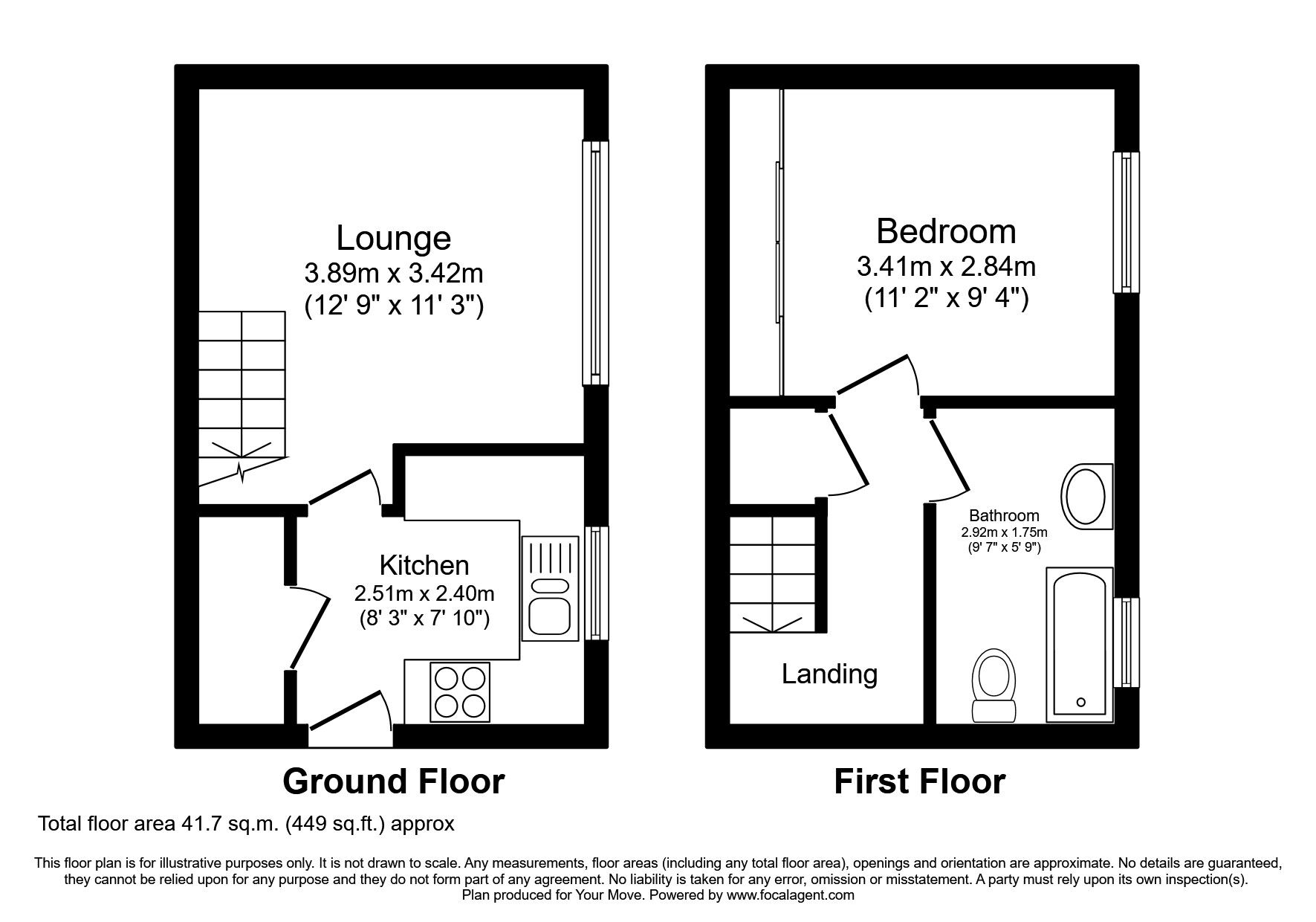 Floorplan of 1 bedroom Mid Terrace House to rent, Bass's Crescent, Castle Gresley, Derbyshire, DE11