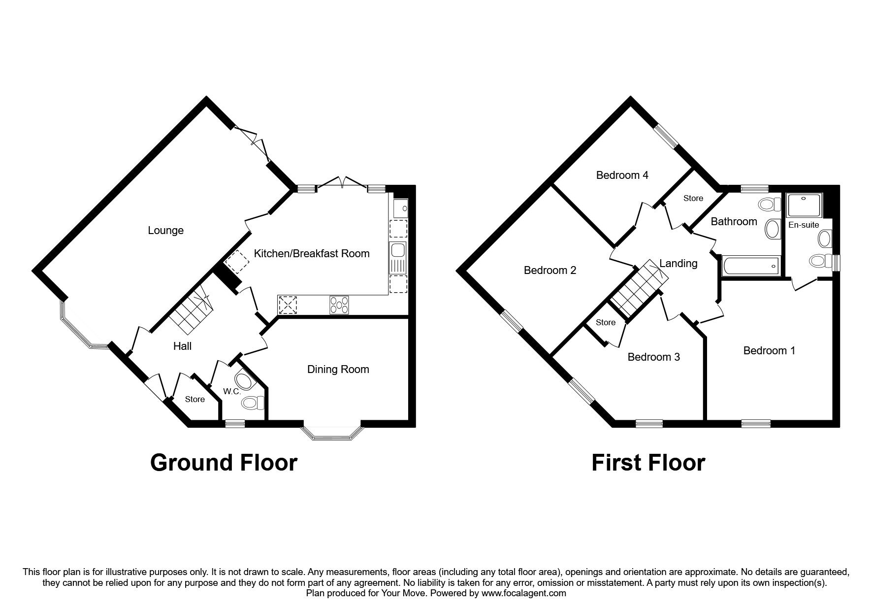 Floorplan of 4 bedroom Detached House to rent, Aberdeen Close, Church Gresley, Derbyshire, DE11