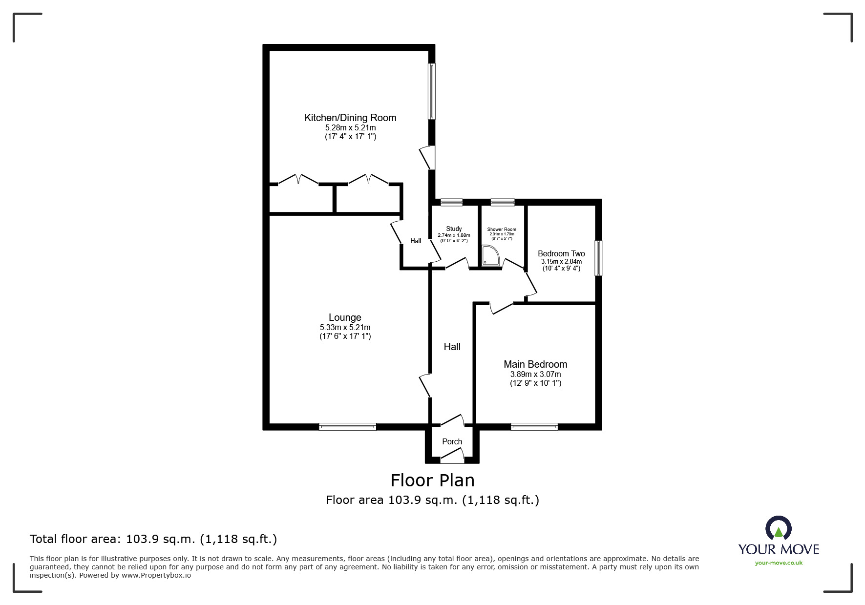 Floorplan of 2 bedroom Detached Bungalow for sale, Hamilton Drive, Swadlincote, Derbyshire, DE11