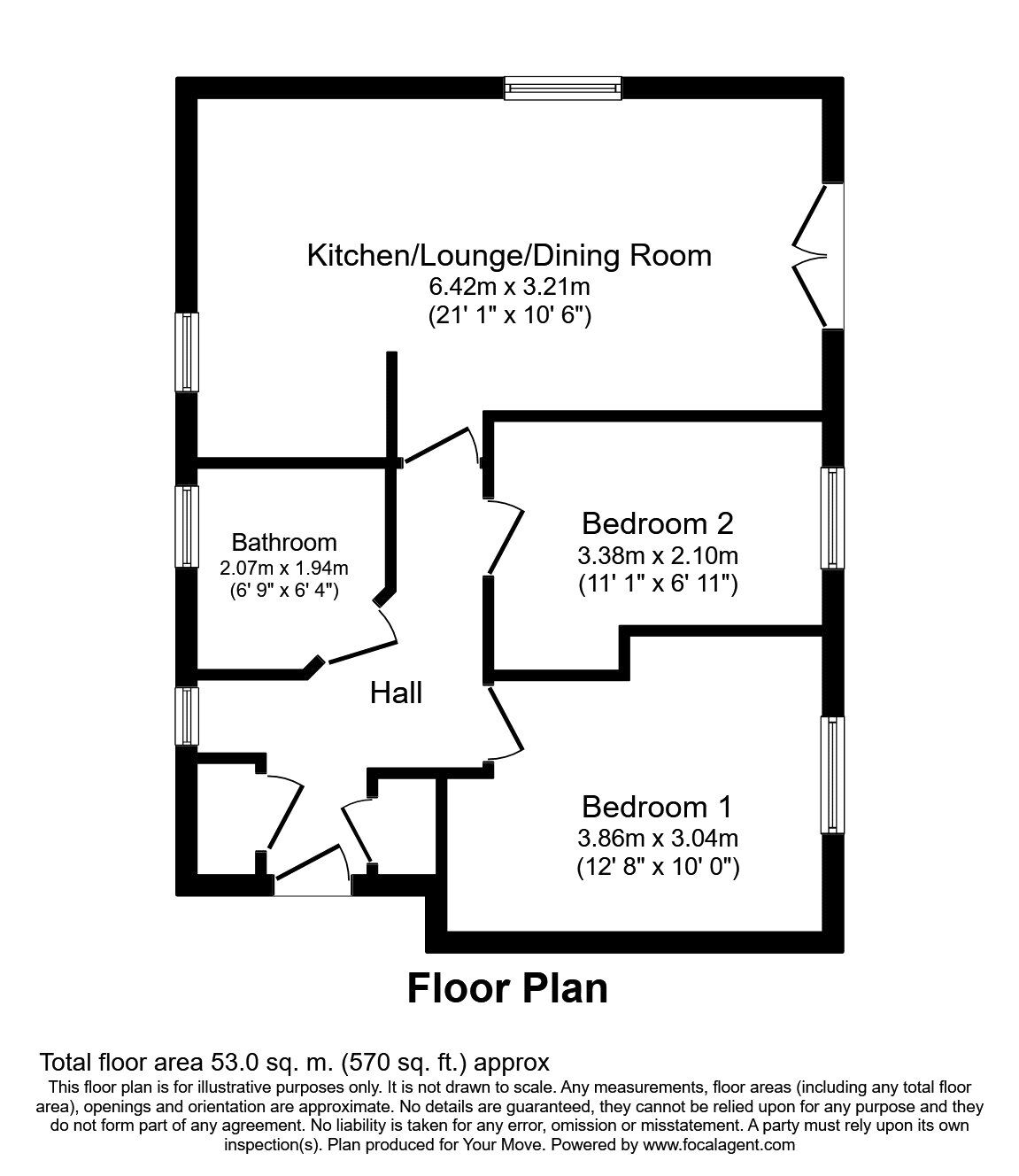 Floorplan of 2 bedroom  Flat to rent, Westminster Drive, Church Gresley, Derbyshire, DE11