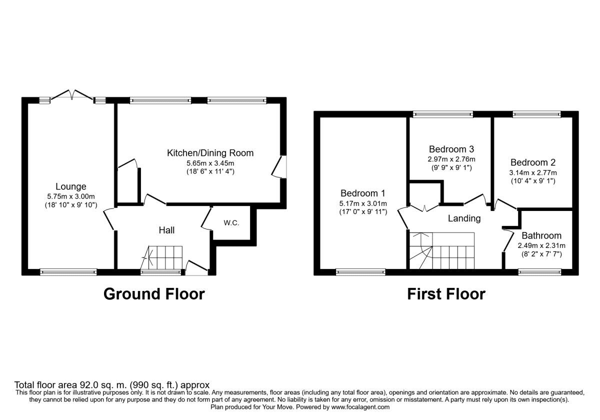 Floorplan of 3 bedroom Detached House to rent, Caldwell Road, Linton, Derbyshire, DE12