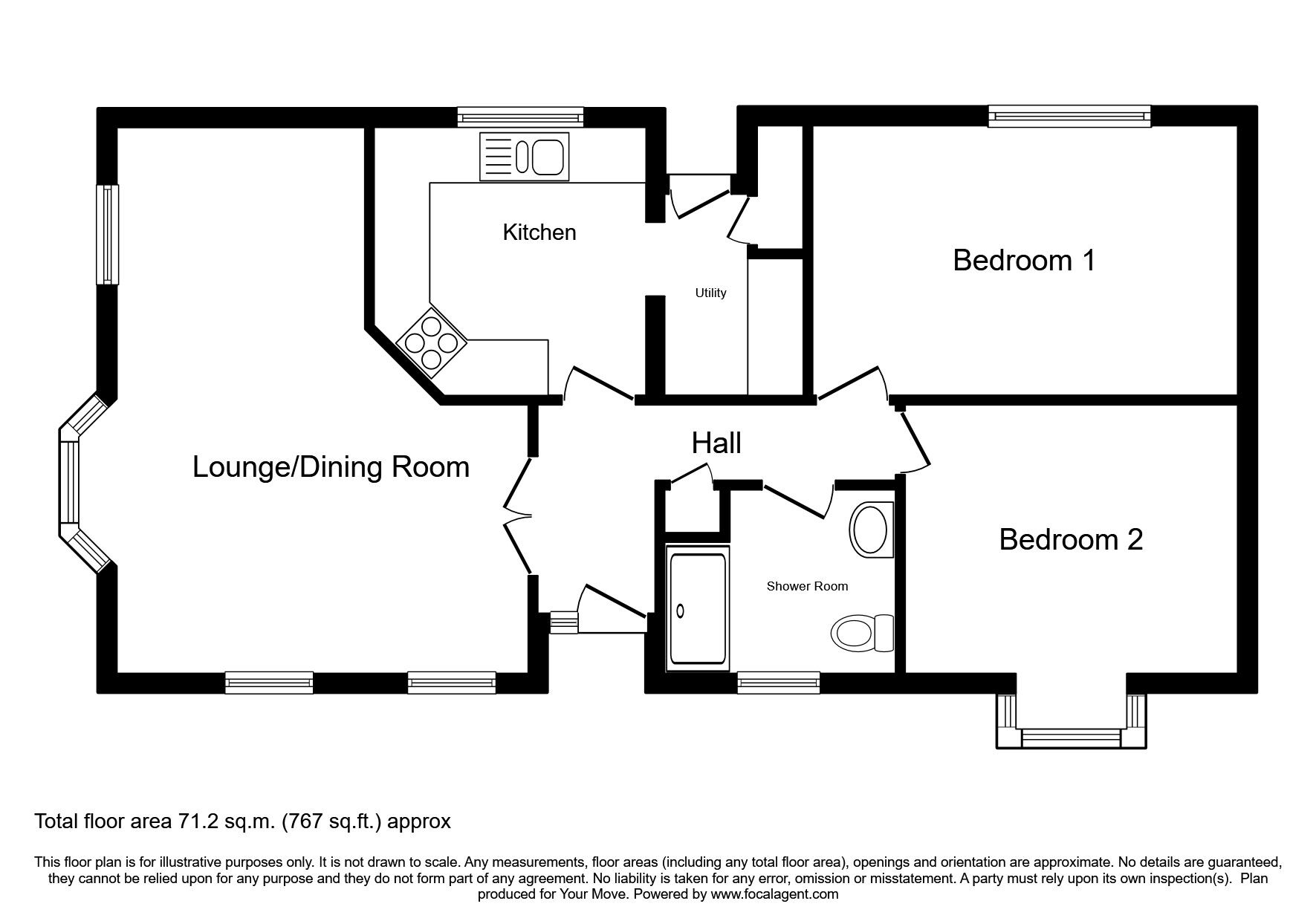 Floorplan of 2 bedroom Detached Property for sale, Greenacre Park, Coton-in-the-Elms, Derbyshire, DE12
