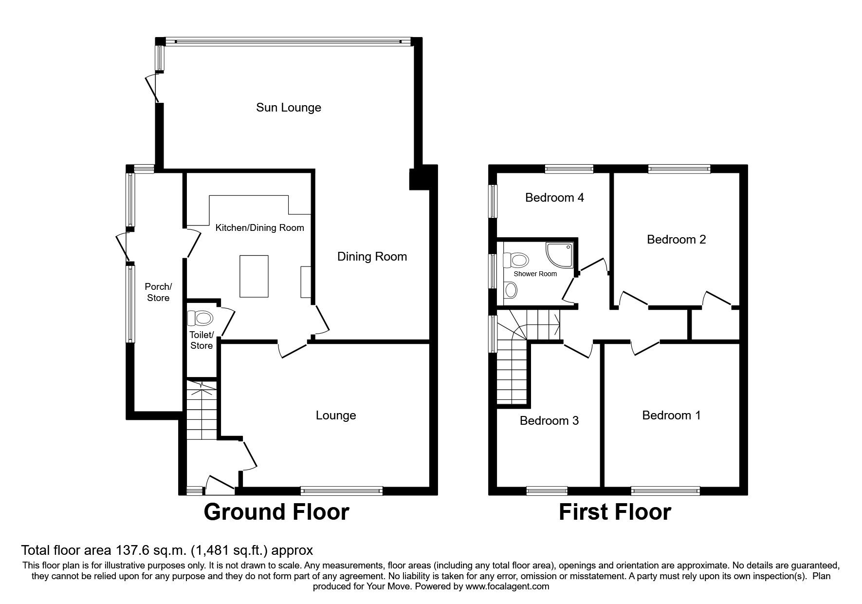 Floorplan of 4 bedroom Semi Detached House for sale, The Crest, Linton, Derbyshire, DE12