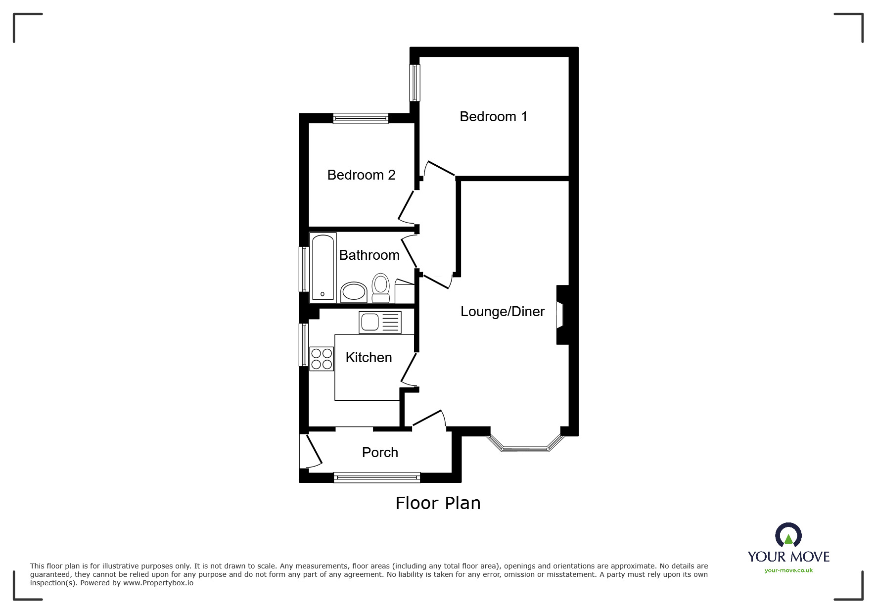 Floorplan of 2 bedroom Semi Detached Bungalow to rent, Walton Close, Swadlincote, Derbyshire, DE11