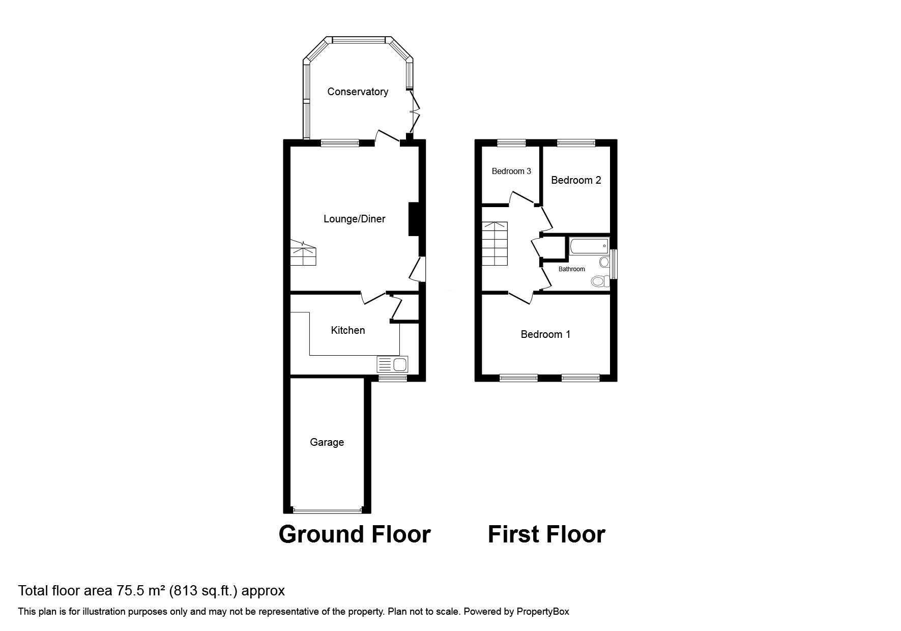 Floorplan of 3 bedroom Semi Detached House for sale, Rambler Close, Newhall, Derbyshire, DE11