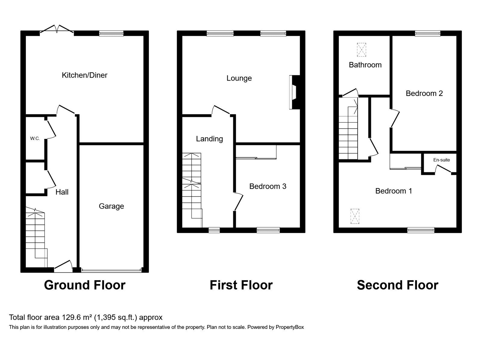 Floorplan of 3 bedroom Mid Terrace House to rent, Field View, Woodville, Derbyshire, DE11