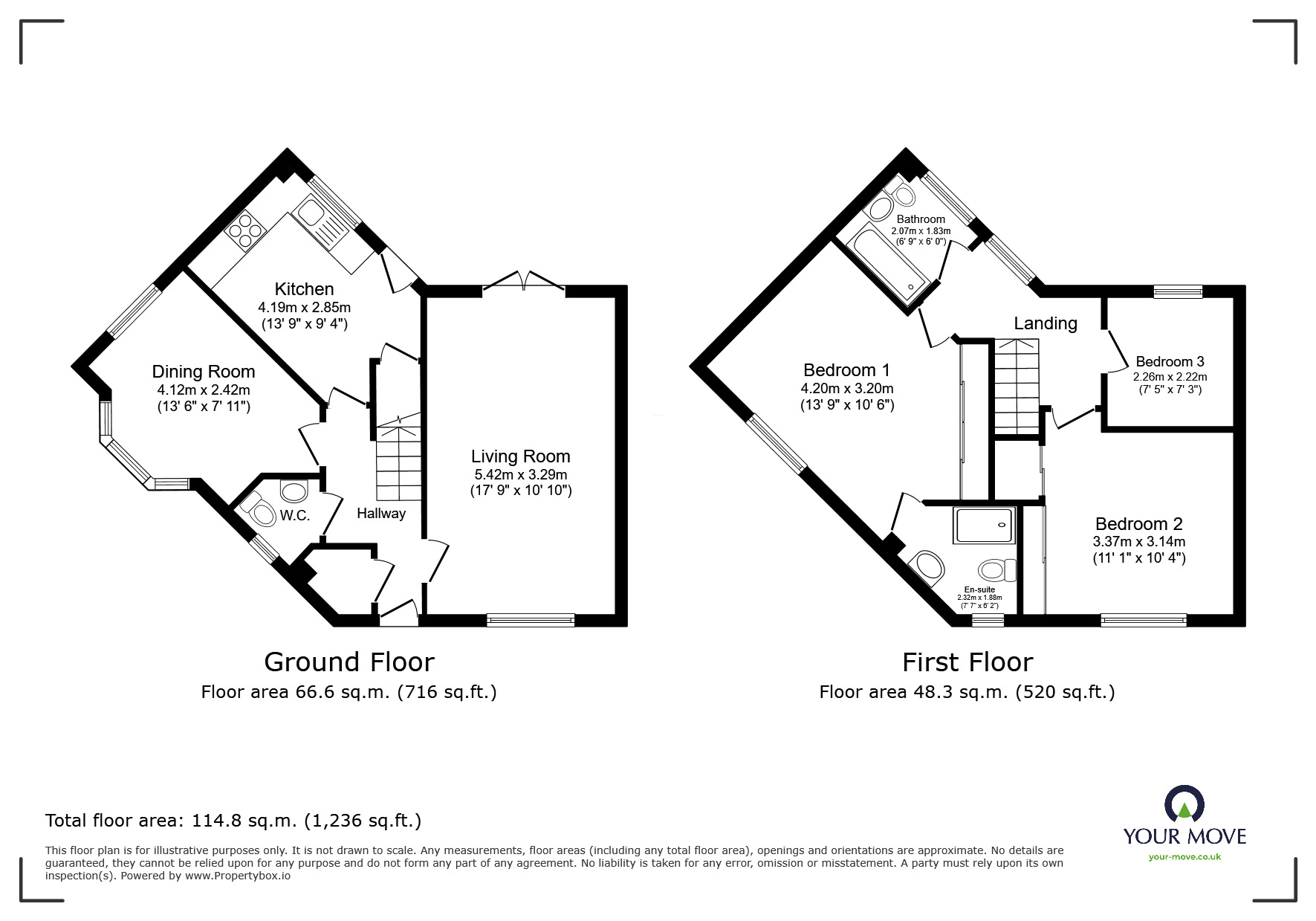 Floorplan of 3 bedroom Detached House for sale, Suffolk Way, Church Gresley, Derbyshire, DE11