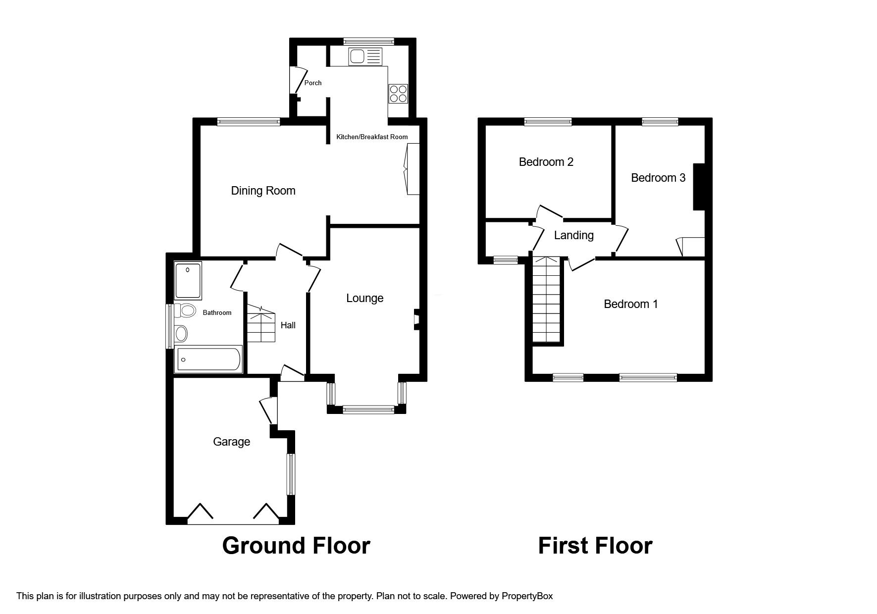 Floorplan of 3 bedroom Detached House for sale, Burton Road, Overseal, Derbyshire, DE12