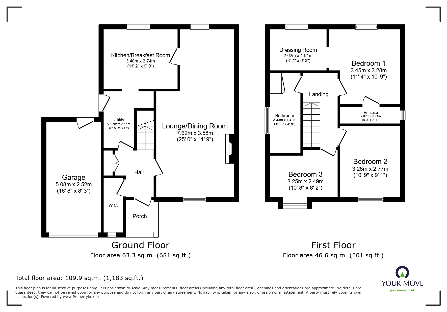 Floorplan of 3 bedroom Detached House for sale, Topmeadow, Midway, Derbyshire, DE11