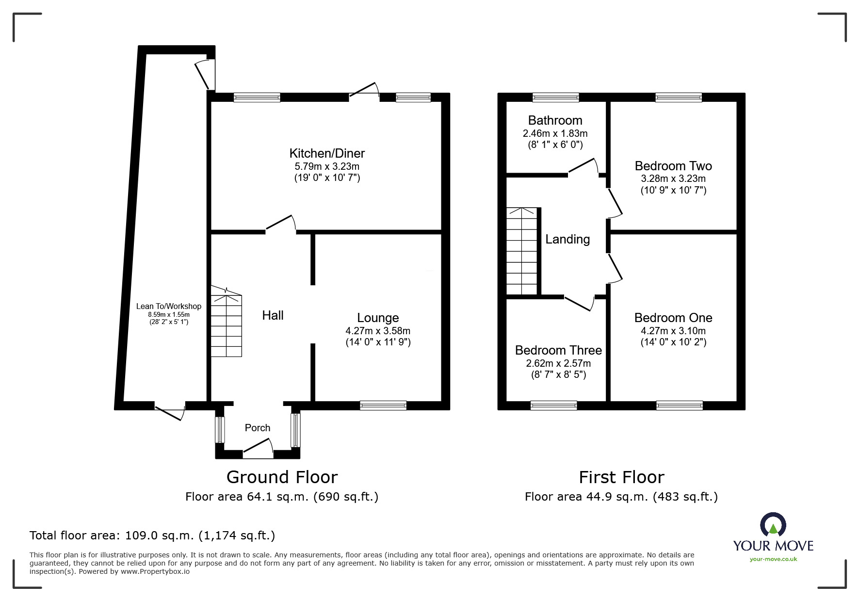 Floorplan of 3 bedroom End Terrace House for sale, Burton Road, Midway, Derbyshire, DE11