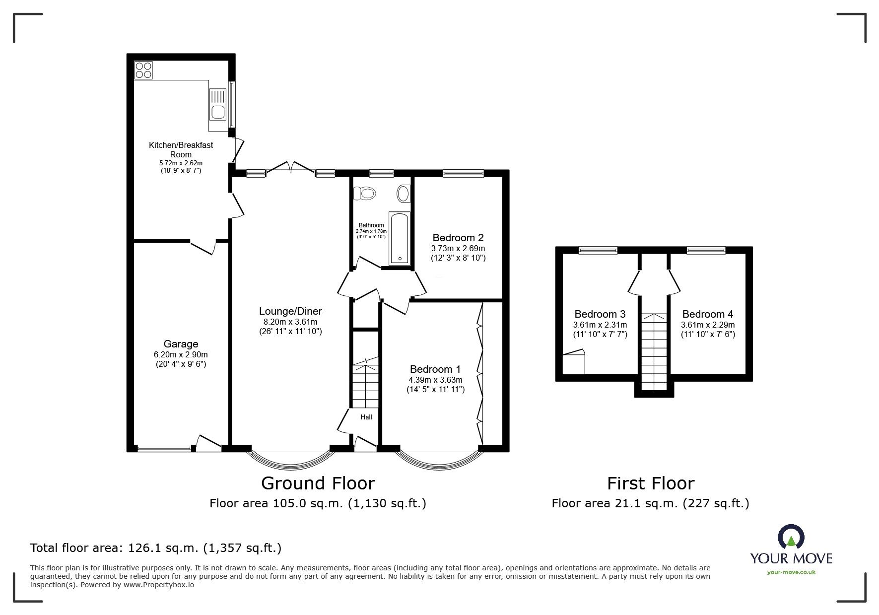 Floorplan of 4 bedroom Detached Bungalow for sale, Moira Road, Woodville, Derbyshire, DE11