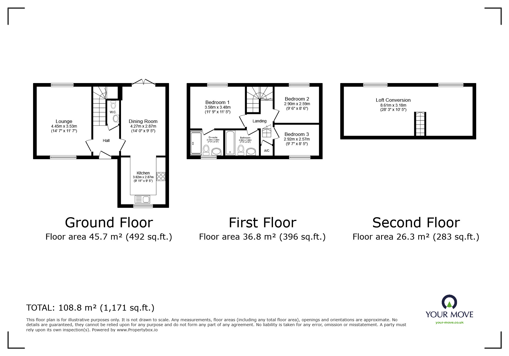 Floorplan of 3 bedroom Semi Detached House for sale, Chattens Meadow, Castle Gresley, Derbyshire, DE11