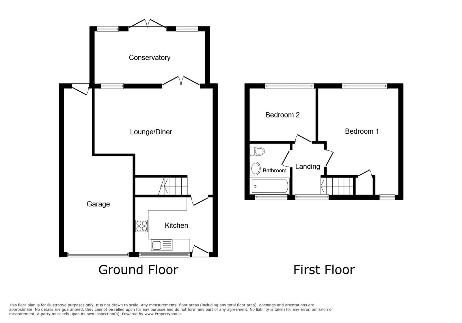Floorplan of 2 bedroom Mid Terrace House to rent, Rosecroft Gardens, Swadlincote, Derbyshire, DE11