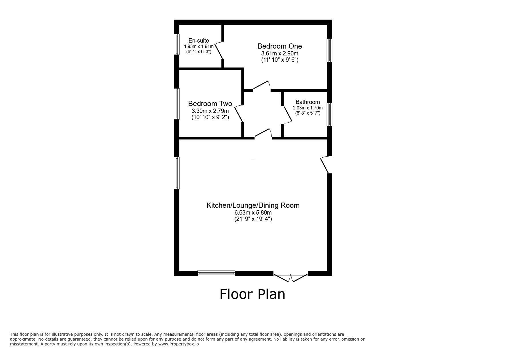 Floorplan of 2 bedroom Detached Property for sale, Park Road, Overseal, Derbyshire, DE12