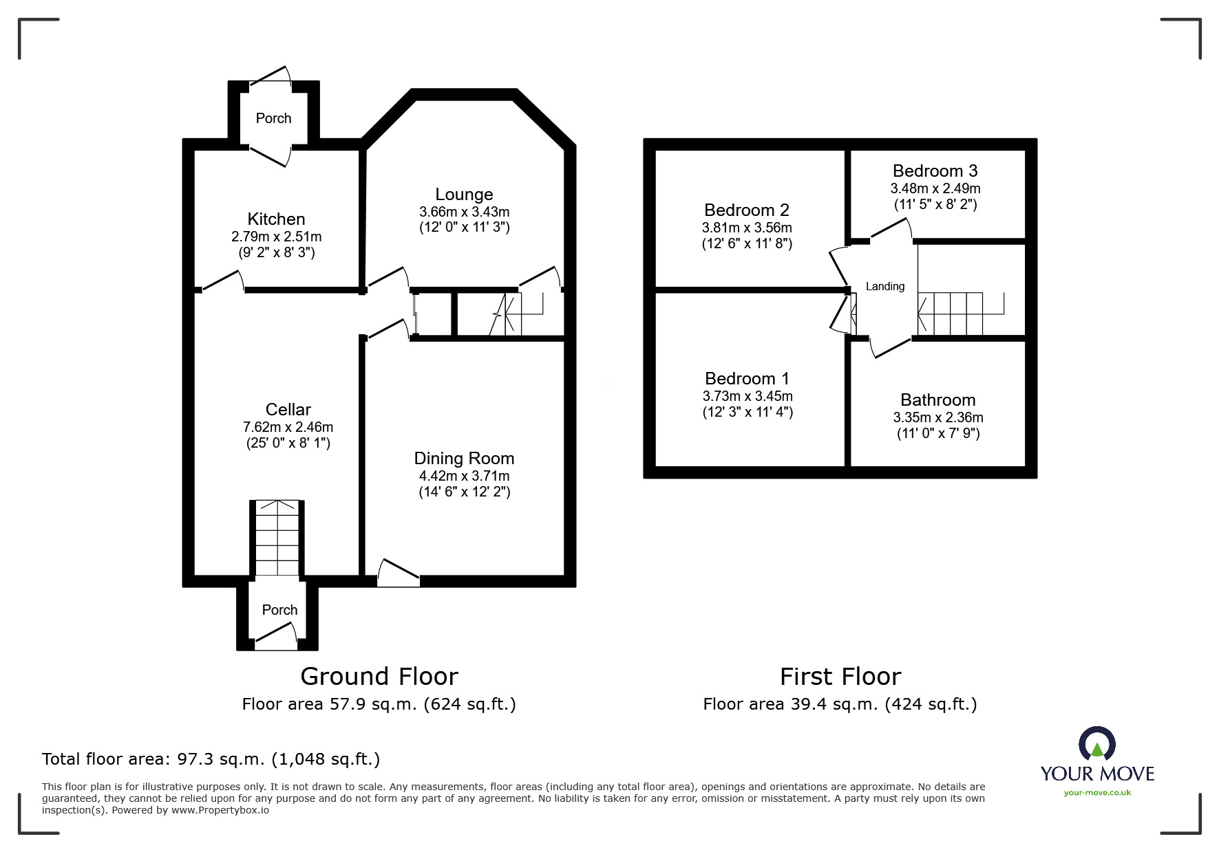 Floorplan of 3 bedroom End Terrace House for sale, Swadlincote Road, Woodville, Derbyshire, DE11