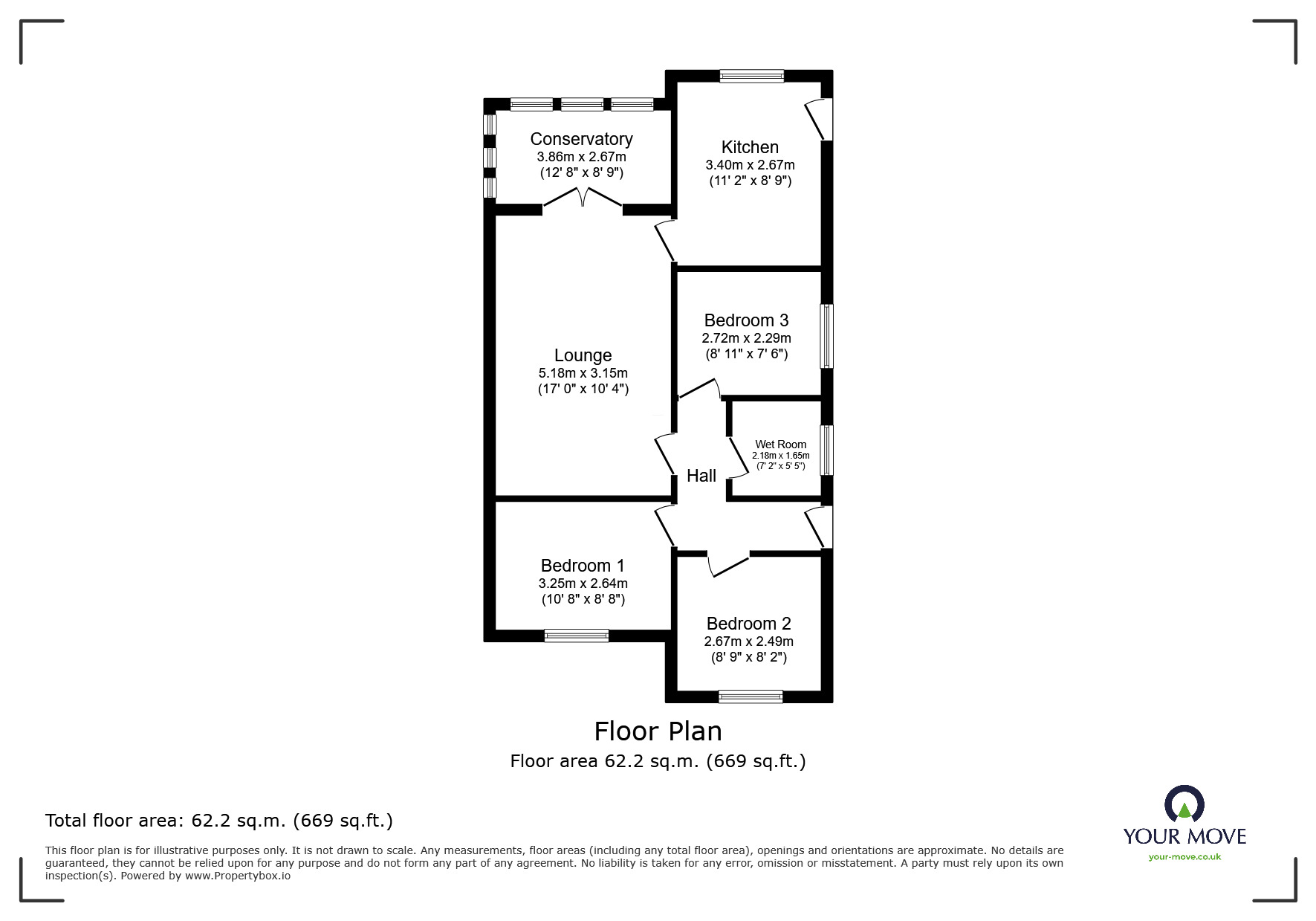 Floorplan of 3 bedroom Semi Detached Bungalow for sale, Winchester Drive, Linton, Derbyshire, DE12