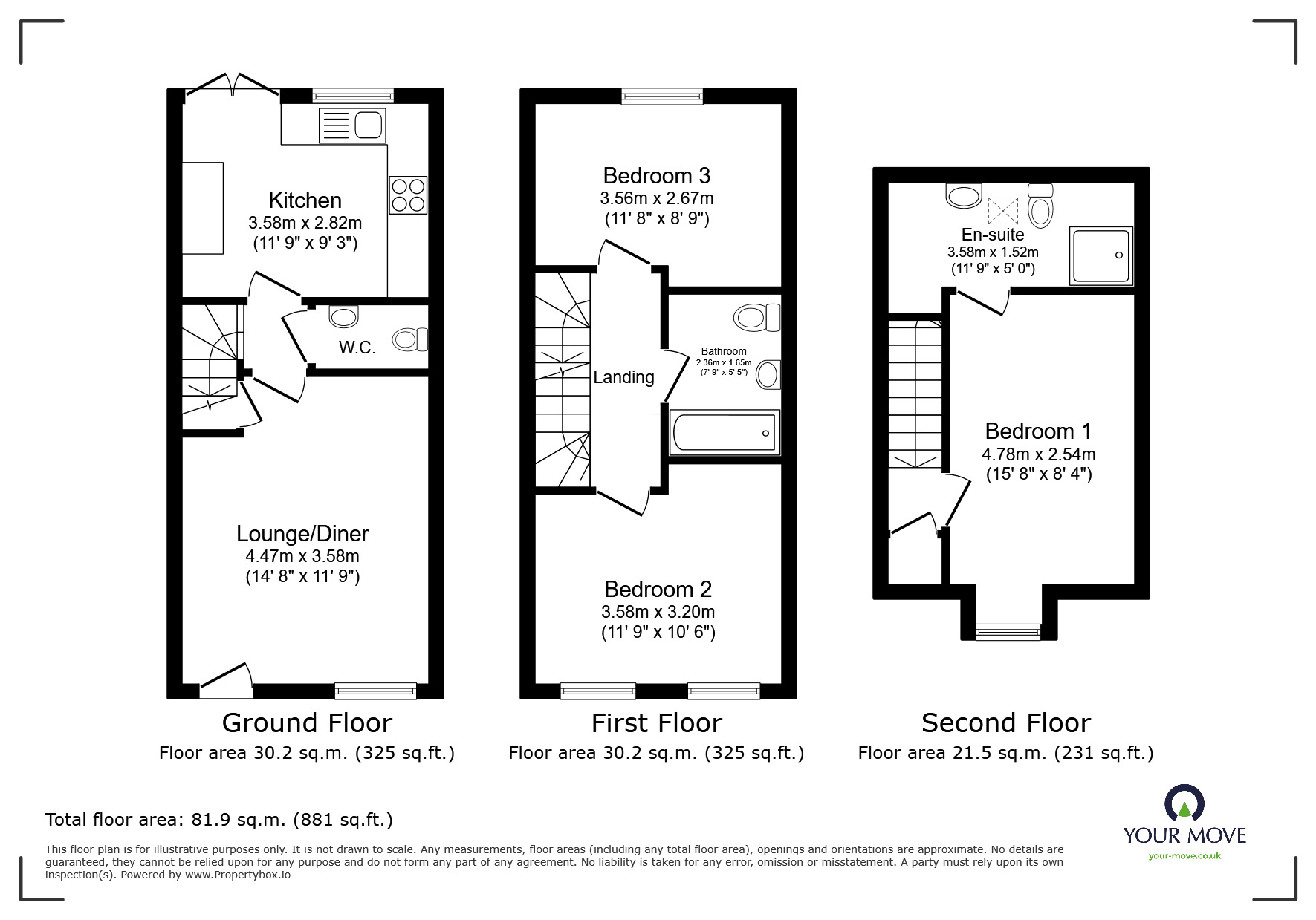 Floorplan of 3 bedroom End Terrace House for sale, Stoneyford Road, Overseal, Derbyshire, DE12
