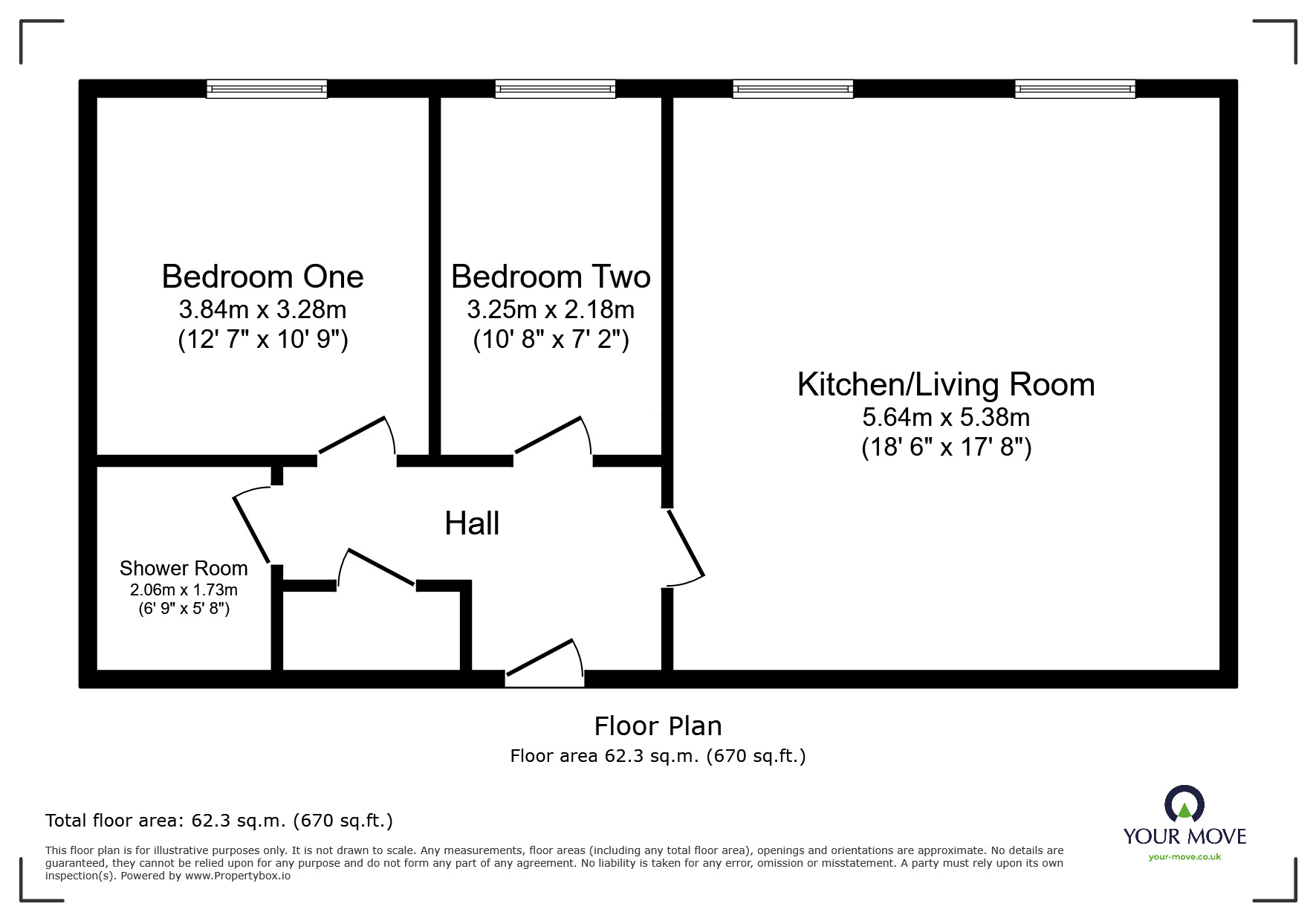Floorplan of 2 bedroom  Flat for sale, Hall Farm Road, Swadlincote, Derbyshire, DE11